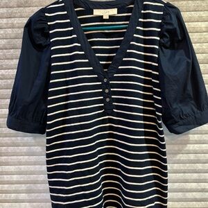 LOFT Navy and White Striped Top
